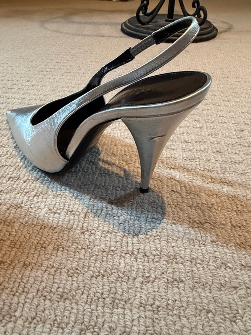 Saint Laurent Metallic Silver Pointed Slingback Pumps - Picture 3 of 5